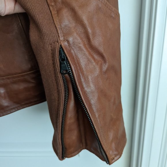 Real Fox Fur Trim Quilted Leather Biker Jacket - Picture 10 of 11